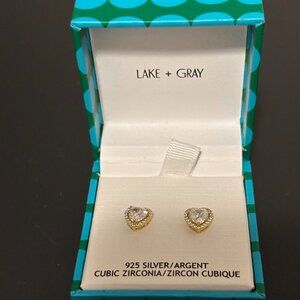 Lake + Gray Earrings - 925 Silver with Cubic Zirconia - New in Box